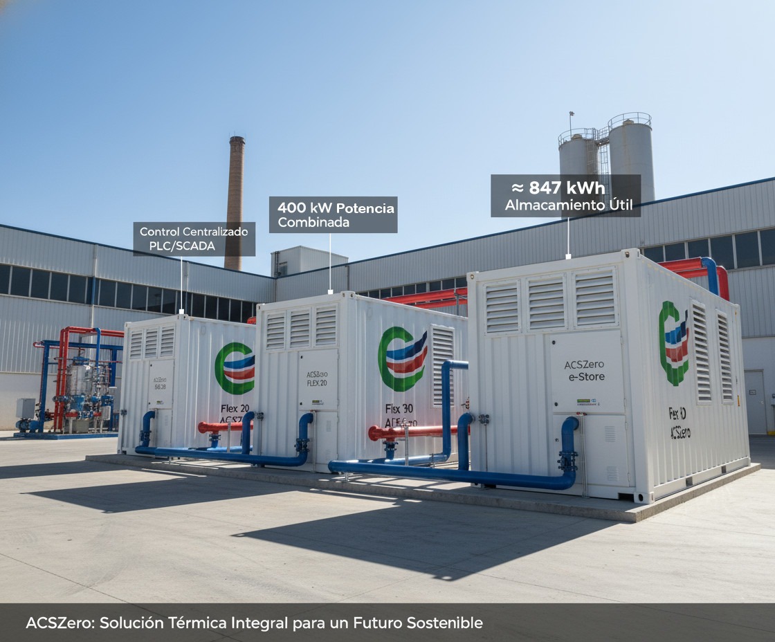 Esquema del ecosistema ACSZero con Flex 20, e-240, e-Store y e-Depot