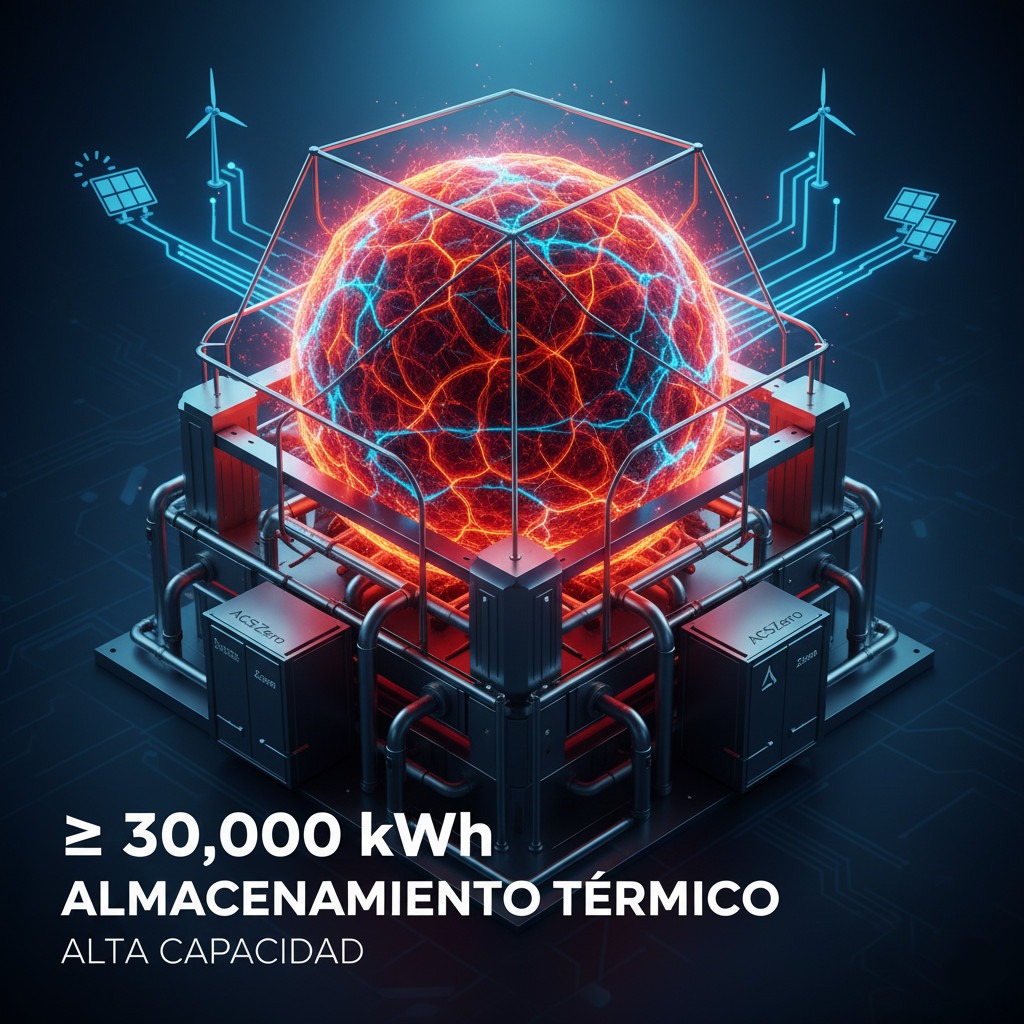 Representación conceptual del almacenamiento térmico masivo ACSZero e-Store