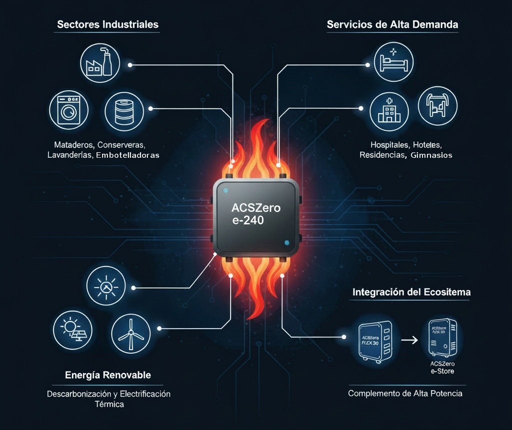 Sectores industriales y edificios donde se aplica el sistema ACSZero e-240