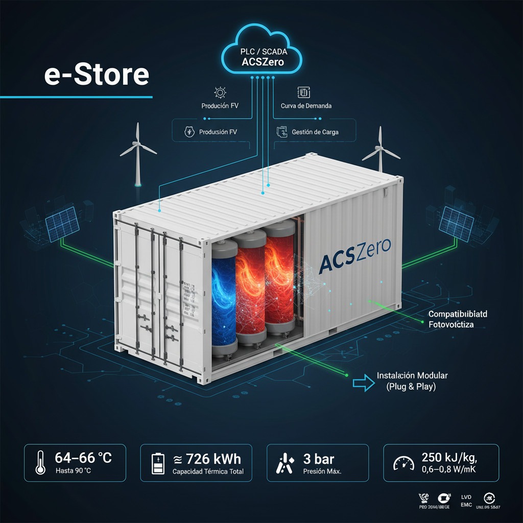 Contenedor ACSZero e-Store para almacenamiento térmico industrial