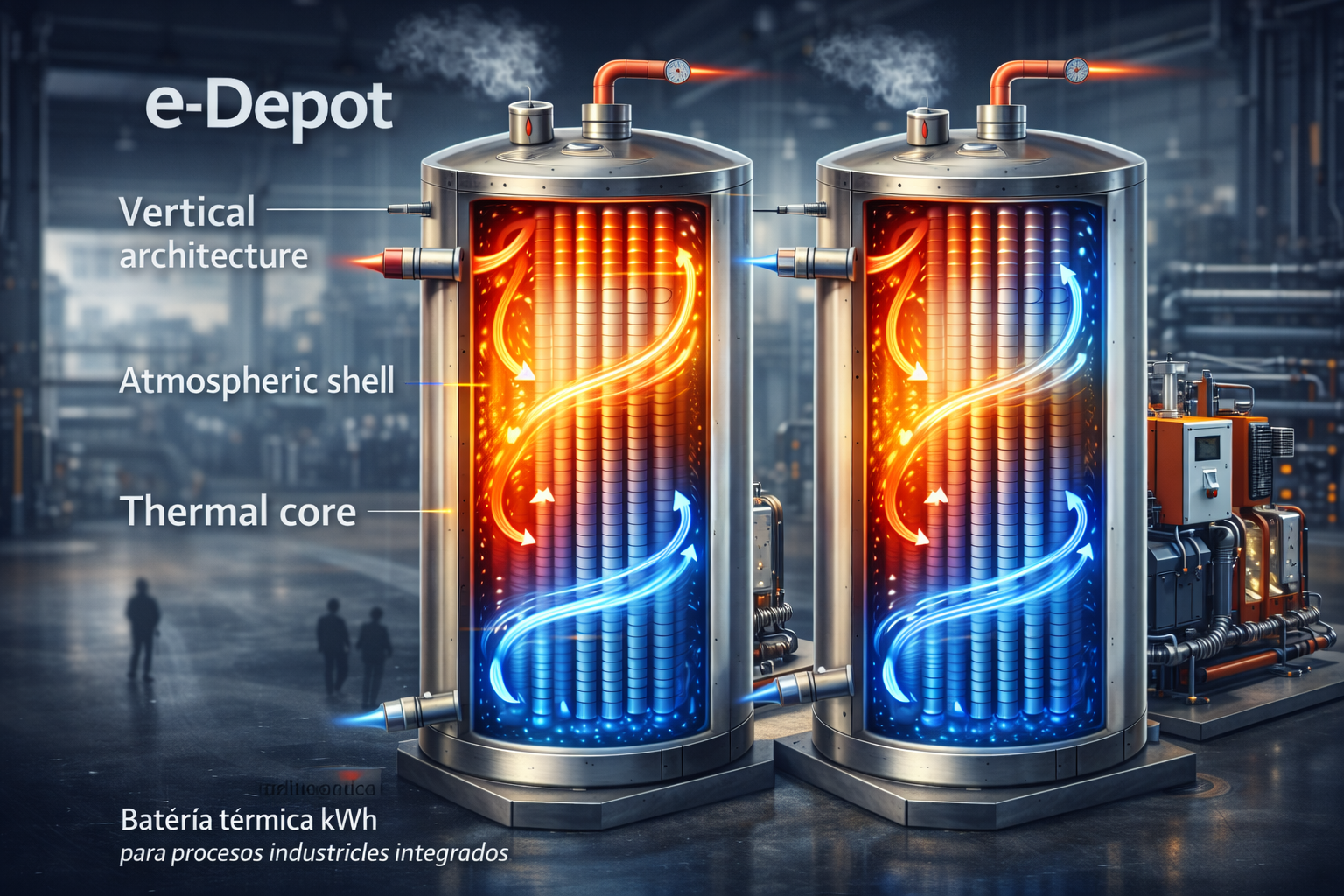 Vista interior del contenedor ACSZero e-Store con tanques e-Depot
